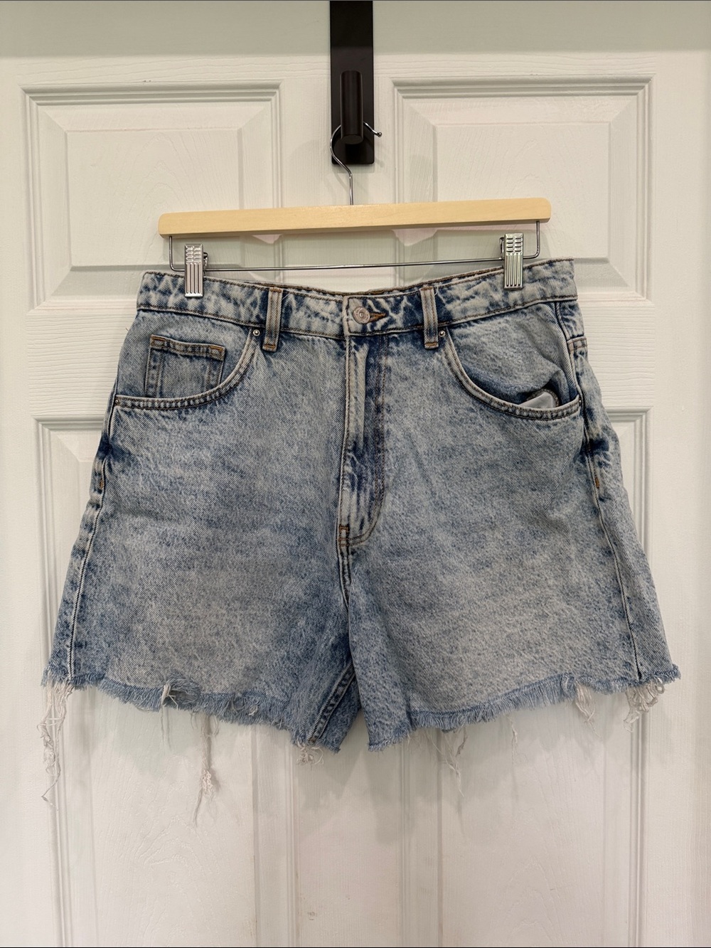 Zara Light Blue Washed Denim Shorts